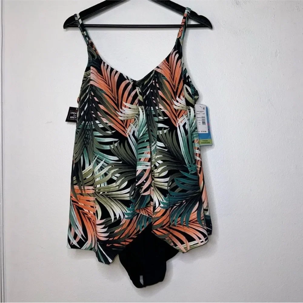 Swim Solutions Plus Size Tummy-Control
Handkerchief One-Piece Fauxkini Swimsuit - Picture 2 of 11